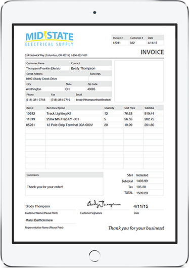 PDF Invoice generated in Routzy