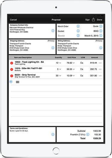 Routzy proposal screen on iPad Air 2