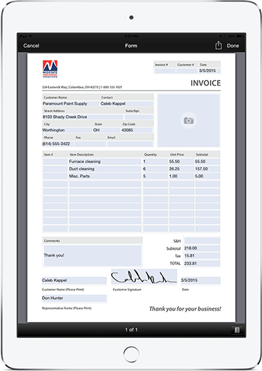 A fillable form in Routzy