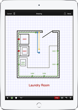 Routzy drawing screen on iPad Air 2