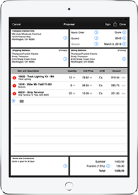 A Routzy proposal screen displayed on the iPad device