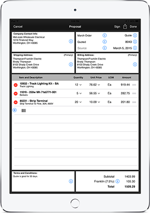 Routzy proposal screen on iPad Air 2