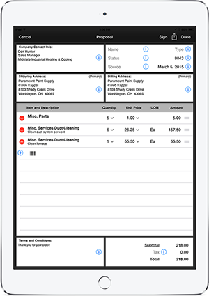 Routzy proposal screen displayed on the iPad Air 2